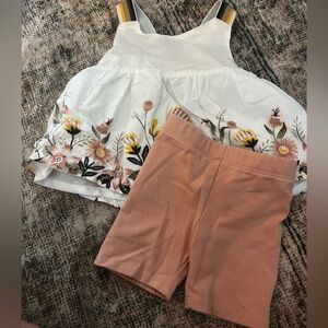 Cynthia Rowley Floral Embroidered Dress with Peach Shorts 6-9 Months